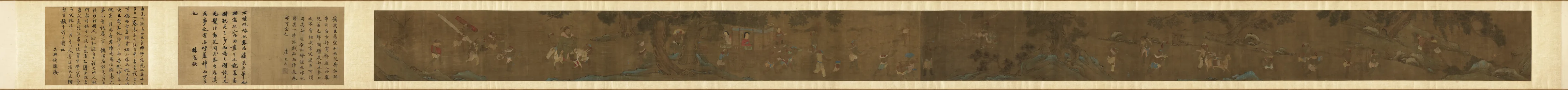 Handscroll attributed to Su Hanchen, Zhong Kui Marrying Off His Sister (digitised roll, late-Ming argument)